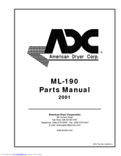 American Dryer Corp. ML-190 Parts Manual