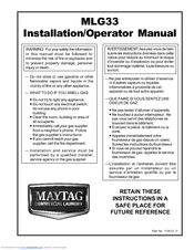 Maytag MLG33 Installation & Operator's Manual