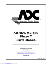 American Dryer Corp. Phase 7 Gas/Steam AD-464 Parts Manual