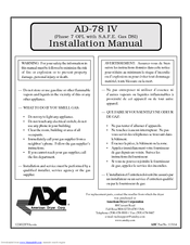 American Dryer Corp. AD-78 IV Installation Manual