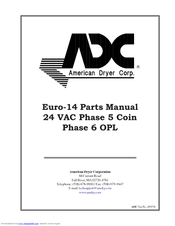 American Dryer Corp. Phase 7 OPL/Fire Suppression System EURO-14 Parts Manual