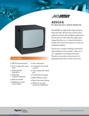 American Dynamics Tyco AD920A Specification Sheet