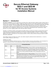 IEI Technology SEG-1 Installation Manual