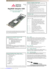 American Megatrends MegaRAID Enterprise 1600 Quick Hardware Installation Manual