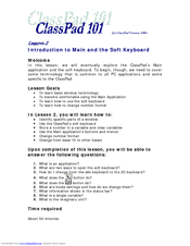 Casio ClassPad 101 Introduction Manual