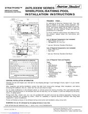 American Standard Stratford Whirlpool/Bathing Pool 2470.XXXW Installation Instructions Manual