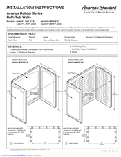 American Standard Acrylux Builder Series Bath Tub Walls 6030Y1.BW.XXX Installation Instructions