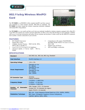 Abocom 802.11a/b/g Wireless MiniPCI Card WCM6002 Specification Sheet