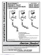 American Standard SELECTRONIC 6067.26 Series Installation Instructions Manual