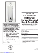 American Water Heater 6510238 Installation Instructions And Use And Care Manual