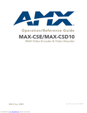 AMX Video Decoder MAX-CSD10 Operation And Reference Manual