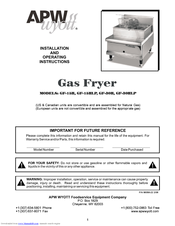 APW Wyott GF-30H Installation And Operating Instructions Manual