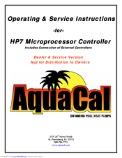Aquacal HP7 Operating/Service Instructions Manual
