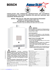Bosch AquaStar 125B LPS Installation And Operating Instructions Manual
