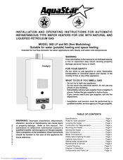 AquaStar 38B NG Installation And Operating Instructions Manual