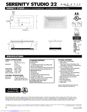 Aquatic SERENITY STUDIO 22 Specification Sheet