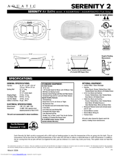 Aquatic SERENITY 2 Specification Sheet