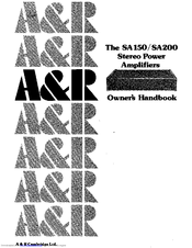 A&R Power Amplifier SA150 Owner's Handbook Manual
