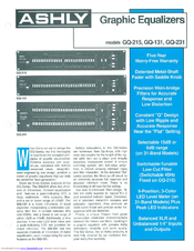 Ashly Graphic Equalizers GQ-131 Product Manual