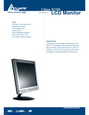 Atlantis Land I-See S150 LCD Monitor A05-15AM-C01 Specification