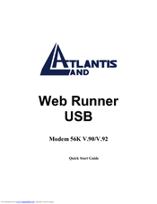 Atlantis Land WEB RUNNER 56K V.90/V.92 Quick Start Manual