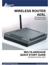 Atlantis Land WIRELESS ROUTER ADSL A02-RA240-W54 Quick Start Manual