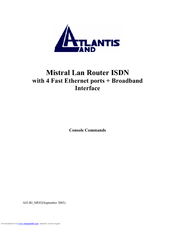 Atlantis Land Mistral Lan Router ISDN Command Manual