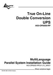 Atlantis Land True On-Line Double Conversion UPS A03-OP6000-RP Installation Manual