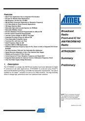 Atmel ATR4262M1 Specification Sheet