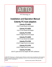 ATTO Technology Celerity FC host adapters FC-44ES 4-Gb Installation And Operation Manual