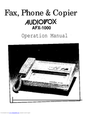 Audiovox AFX-1000 Operation Manual