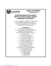Audiovox AA-RS40CS Install Manual