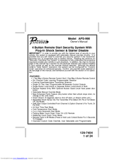 Audiovox Prestige Platinum APS-998 Owner's Manual