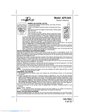 Audiovox Prestige APS-920 Owner's Manual