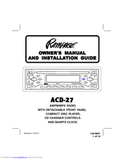 Rampage ACD-27 Owner's Manual And Installation Manual