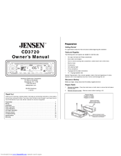 Audiovox Jensen CD3720 Owner's Manual