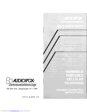 Audiovox MVX-475 Owner Operating Instructions