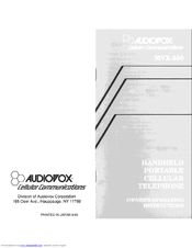 Audiovox MVX-550 Owner Operating Instructions