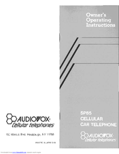 Audiovox SP85 Owner Operating Instructions