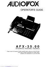 Audiovox AFX-35.00 Operator's Manual