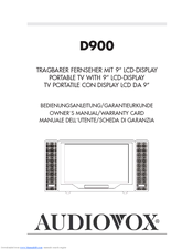 Audiovox D900 Owner's Manual & Warranty
