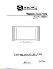 Audiovox FPE2005 Operating Instructions Manual