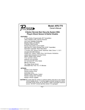 Audiovox Prestige Platinum APS-775 Owner's Manual