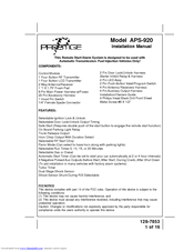 Prestige APS-920 Installation Manual