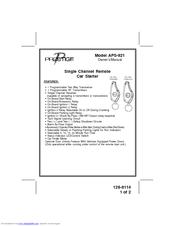 Prestige Prestige APS-921 Owner's Manual