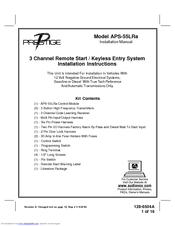 Audiovox Prestige APS-55LRa Installation Instructions Manual
