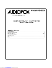 Audiovox Professional PS-230i Installation Manual