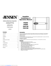Audiovox Jensen PS285 Installation & Operation Manual