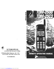 Audiovox TDM-2500XL Owner's Operating Manual