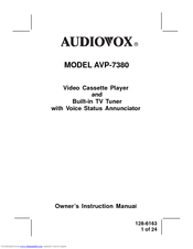 Audiovox AVP7380 - AVP 7380 - VCP Owner's Instruction Manual